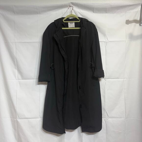 Zara Basic Dept Black Long Hooded Windbreaker Jacket Sz S - Picture 2 of 12